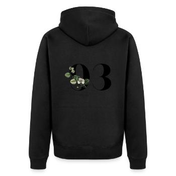 Number 93 Floral Green - 93rd Floral Birthday - Unisex Premium Organic Zip Hoodie - black - Back - Nico (187cm)