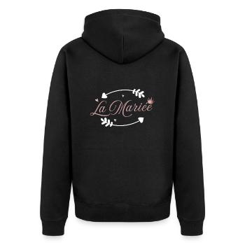 Die Braut Pink Arrow - Unisex Premium Bio Zip Hoodie - Schwarz - Hinten - Nico (187cm)