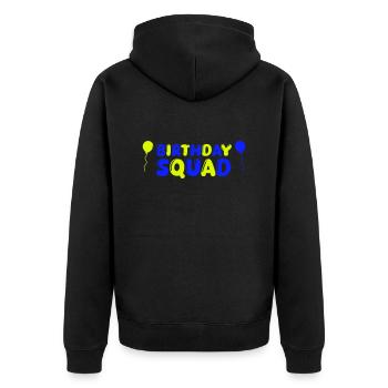 birthday squad 02 - Unisex Premium Bio Zip Hoodie - Schwarz - Hinten - Nico (187cm)