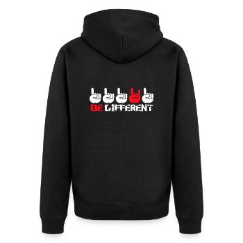 Be Different Heavy Metal Hard Rock Cool Hand Gestures - Unisex Premium Organic Zip Hoodie - black - Back - Nico (187cm)