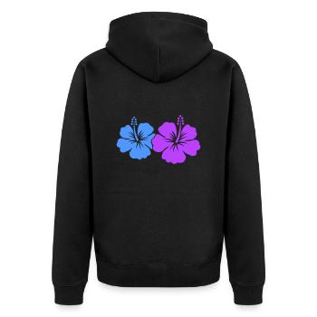 Hibiskus Blume - Unisex Premium Bio Zip Hoodie - Schwarz - Hinten - Nico (187cm)