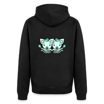 2 pacifiers cats Two baby siblings twins - Unisex Premium Organic Zip Hoodie - black - Back - Nico (187cm)