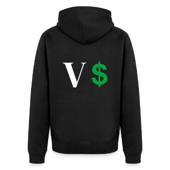 Lettre v dollar - Veste à capuche bio Premium Unisexe - noir - Dos - Nico (187cm)