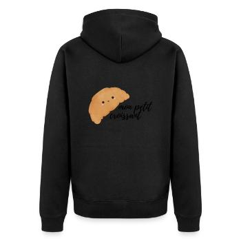 Croissant - Unisex Premium Bio Zip Hoodie - Schwarz - Hinten - Nico (187cm)