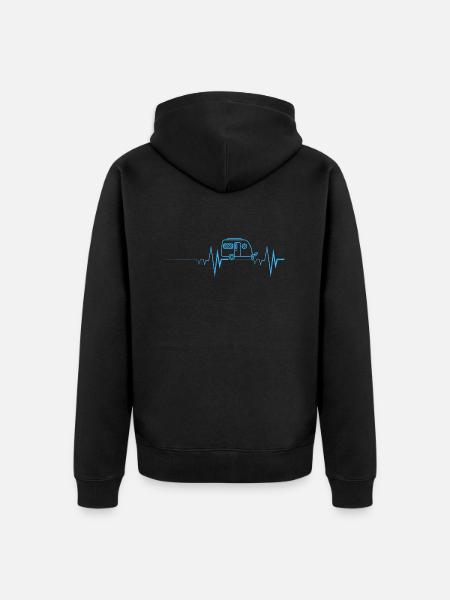 heartbeat camping caravan - Unisex Premium Organic Zip Hoodie - black