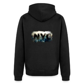 nyc New York City - Stadt - Unisex Premium Bio Zip Hoodie - Schwarz - Hinten - Nico (187cm)