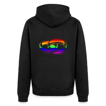 Gay Pride - Marriage - EN - Unisex Premium Bio Zip Hoodie - Schwarz - Hinten - Nico (187cm)