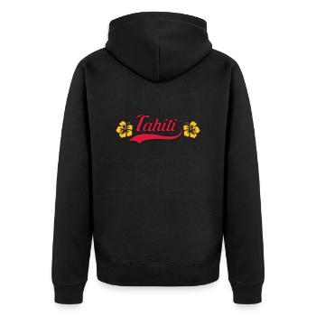 Tahiti hibiscus - Veste à capuche bio Premium Unisexe - noir - Dos - Nico (187cm)