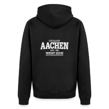 Aachen (à l'ancienne blanc) - Veste à capuche bio Premium Unisexe - noir - Dos - Nico (187cm)