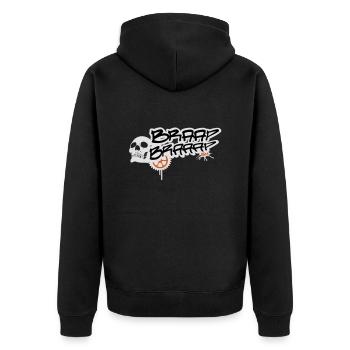 BRAAP BRAAAP MACHINE SKULL - Unisex Premium Bio Zip Hoodie - Schwarz - Hinten - Nico (187cm)