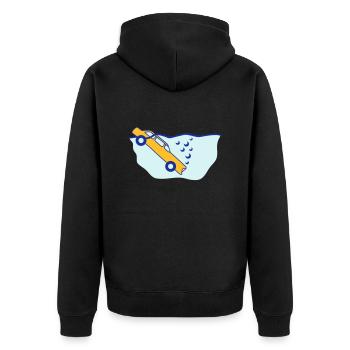 Diving Car - Unisex Premium Bio Zip Hoodie - Schwarz - Hinten - Nico (187cm)