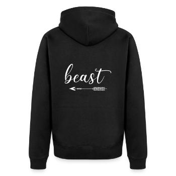 Beast Beauty Beast Beauty Saying Partner Love - Unisex Premium Organic Zip Hoodie - black - Back - Nico (187cm)