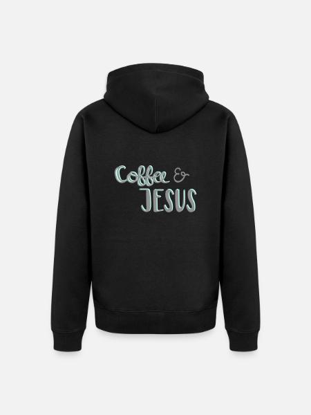 Coffee & Jesus - Unisex Premium Bio Zip Hoodie - Schwarz