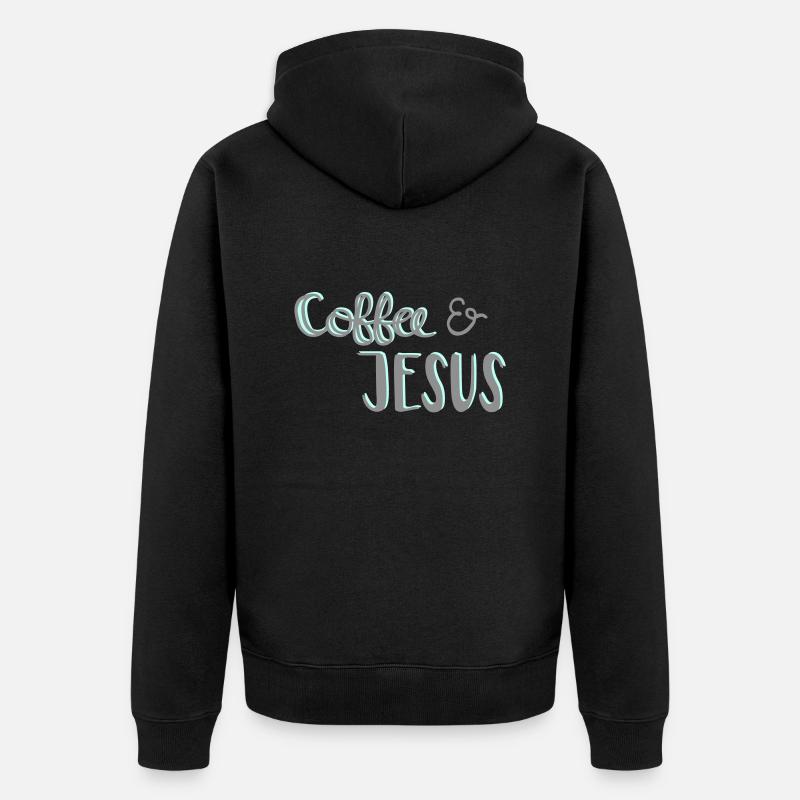 Coffee & Jesus - Unisex Premium Bio Zip Hoodie - Schwarz