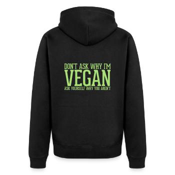 Don't ask Vegan - Unisex Premium Organic Zip Hoodie - black - Back - Nico (187cm)
