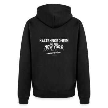 Kaltennordheim - Unisex Premium Bio Zip Hoodie - Schwarz - Hinten - Nico (187cm)