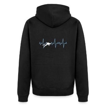 Diver Heartbeat Pulse Diving Certificate - Unisex Premium Organic Zip Hoodie - black - Back - Nico (187cm)