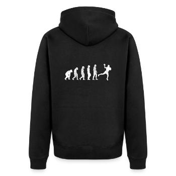 Handball Evolution Handballer Handballspieler Team - Unisex Premium Bio Zip Hoodie - Schwarz - Hinten - Nico (187cm)