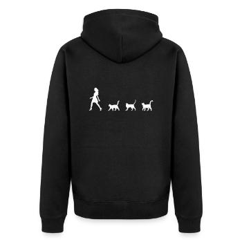 Femme avec des chats Followers drôle de silhouette de chat - Veste à capuche bio Premium Unisexe - noir - Dos - Nico (187cm)