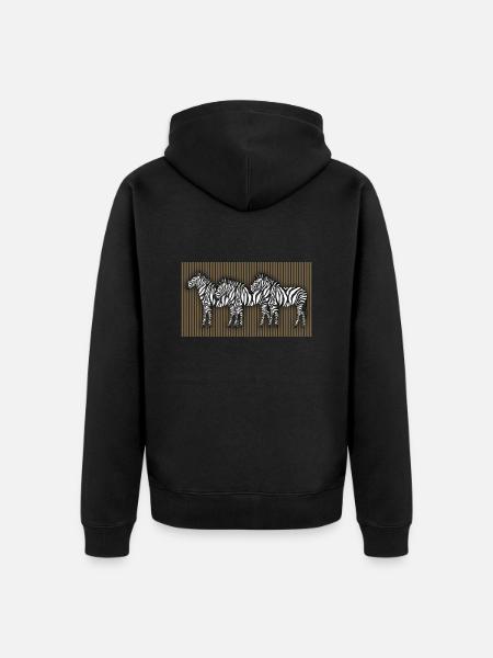 Zebras - Unisex Premium Organic Zip Hoodie - black