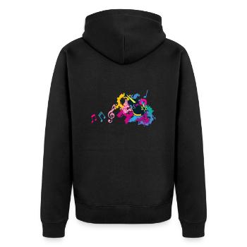Violinmusik Note CLE Sol Fantasy - Unisex Premium Bio Zip Hoodie - Schwarz - Hinten - Nico (187cm)