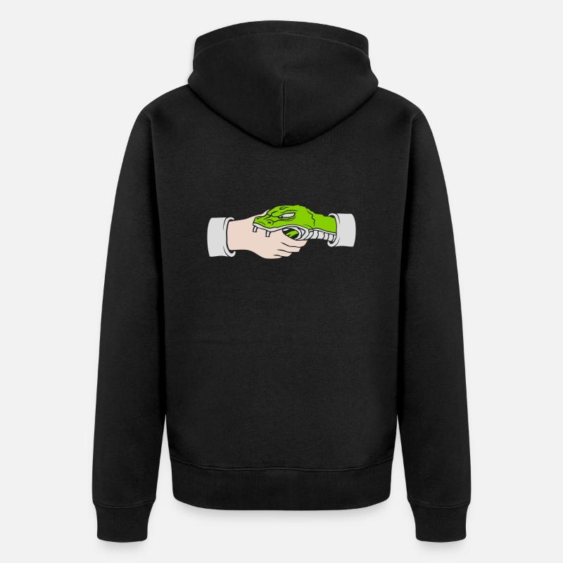 Greeting Handshake Snake Bites - Unisex Premium Organic Zip Hoodie - black