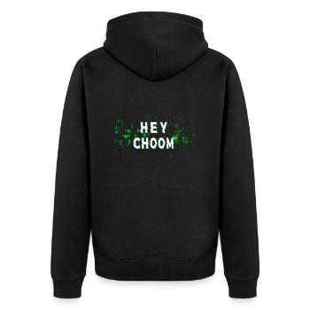 hey choom - Unisex Premium Bio Zip Hoodie - Schwarz - Hinten - Nico (187cm)
