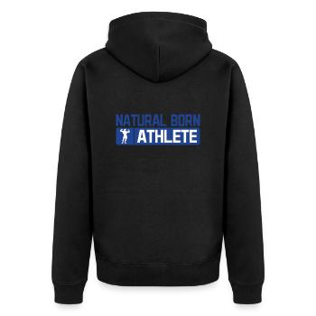 Natural Born Athlete - Unisex Premium Organic Zip Hoodie - black - Back - Nico (187cm)