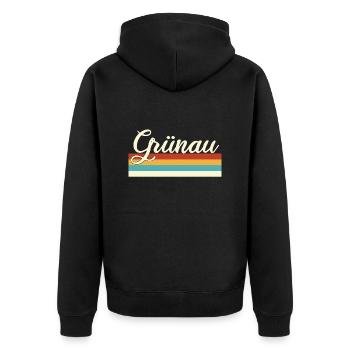 Grünau - Treptow - Köpenick - Berlin - Retro - Unisex Premium Bio Zip Hoodie - Schwarz - Hinten - Nico (187cm)