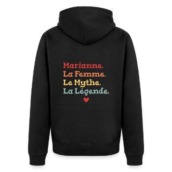 Marianne La femme le mythe la légende - Veste à capuche bio Premium Unisexe - noir - Dos - Nico (187cm)