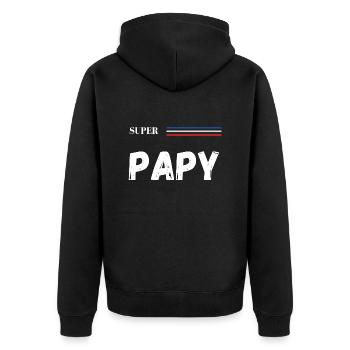 super papy - t-shirt assorti - Veste à capuche bio Premium Unisexe - noir - Dos - Nico (187cm)