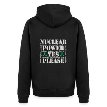 Atomkraft, Ja bitte, Kernenergie - Unisex Premium Bio Zip Hoodie - Schwarz - Hinten - Nico (187cm)