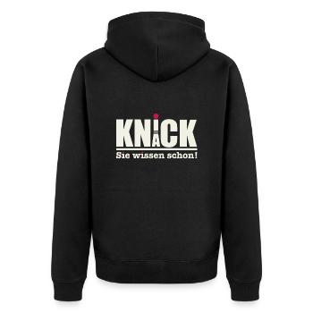 Knick Knack, Sie wissen schon! - Unisex Premium Bio Zip Hoodie - Schwarz - Hinten - Nico (187cm)