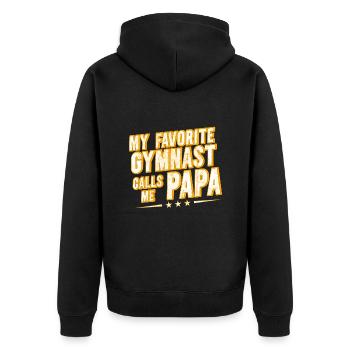 Mein Lieblingsturner Nennt Mich Papa - Unisex Premium Bio Zip Hoodie - Schwarz - Hinten - Nico (187cm)