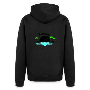 sunset delfine - Unisex Premium Bio Zip Hoodie - Schwarz - Hinten - Nico (187cm)