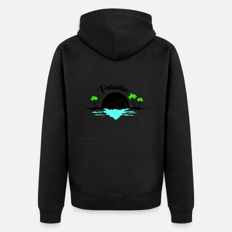 sunset delfine - Unisex Premium Bio Zip Hoodie - Schwarz