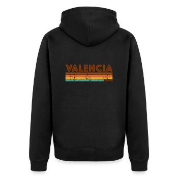 Vintage 1980s Style Valencia Spain - Veste à capuche bio Premium Unisexe - noir - Dos - Nico (187cm)