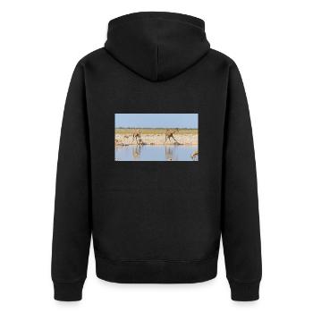 Landscape at the Cubango river with giraffe - Unisex Premium Organic Zip Hoodie - black - Back - Nico (187cm)