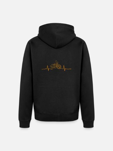 Heartbeat Motorrad - Unisex Premium Bio Zip Hoodie - Schwarz