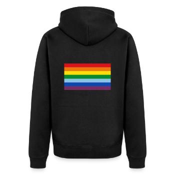 regenbogen - Unisex Premium Bio Zip Hoodie - Schwarz - Hinten - Nico (187cm)