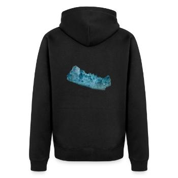 Aquamarin Beryll Schmuckstein Mineral Kristall - Unisex Premium Bio Zip Hoodie - Schwarz - Hinten - Nico (187cm)