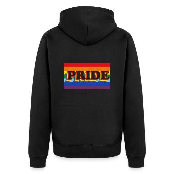 Regenbogenfahne pride - Unisex Premium Bio Zip Hoodie - Schwarz - Hinten - Nico (187cm)