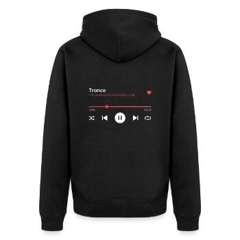 Trance - Unisex Premium Bio Zip Hoodie - Schwarz - Hinten - Nico (187cm)