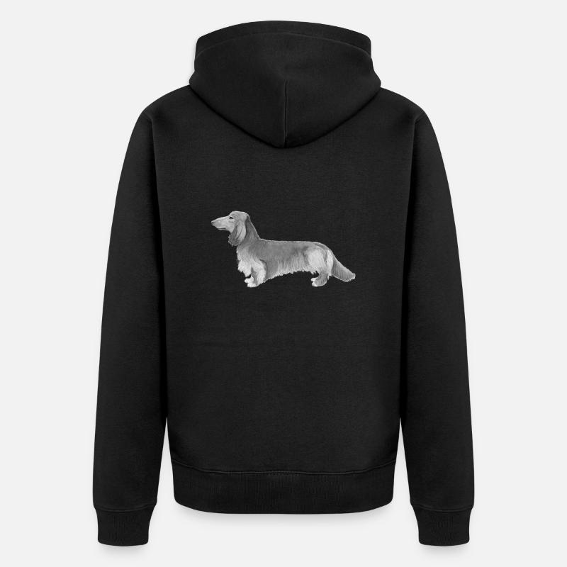 Dackel - Dackel Langhaar - Unisex Premium Bio Zip Hoodie - Schwarz