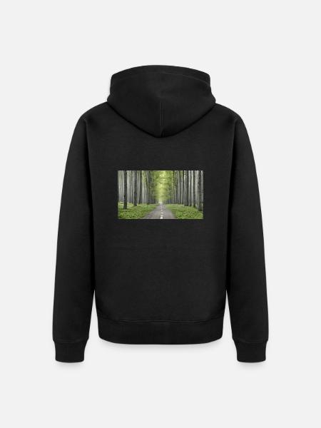 Strasse im Wald - Unisex Premium Bio Zip Hoodie - Schwarz