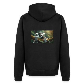 Cute animals chilling – ring-tailed lemur - Unisex Premium Organic Zip Hoodie - black - Back - Nico (187cm)
