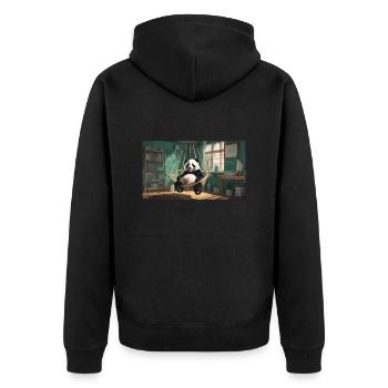 Cute animals chilling – panda chilling hammock - Unisex Premium Organic Zip Hoodie - black - Back - Nico (187cm)