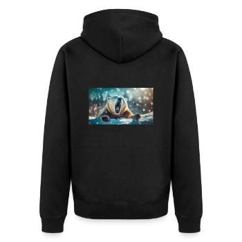 Niedliche Tiere chillen – Eisbär - Unisex Premium Bio Zip Hoodie - Schwarz - Hinten - Nico (187cm)