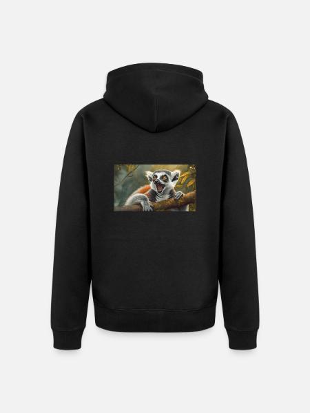 Cute animals chilling – ring-tailed lemur - Unisex Premium Organic Zip Hoodie - black
