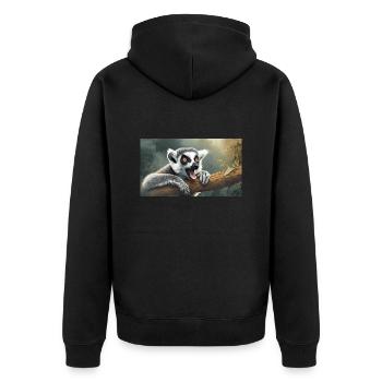 Niedliche Tiere chillen – Kattis - Unisex Premium Bio Zip Hoodie - Schwarz - Hinten - Nico (187cm)